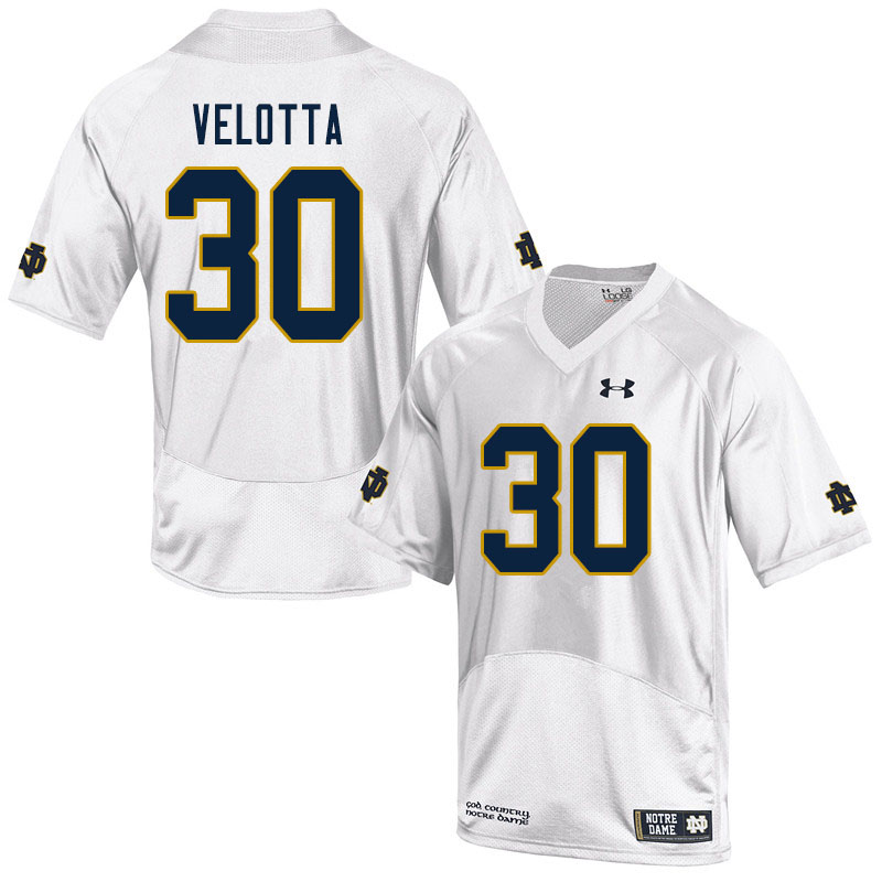 Men's NCAA Notre Dame Fighting Irish #30 Chris Velotta Stitched College Under Armour Authentic White Football Jersey ZY10H63JO